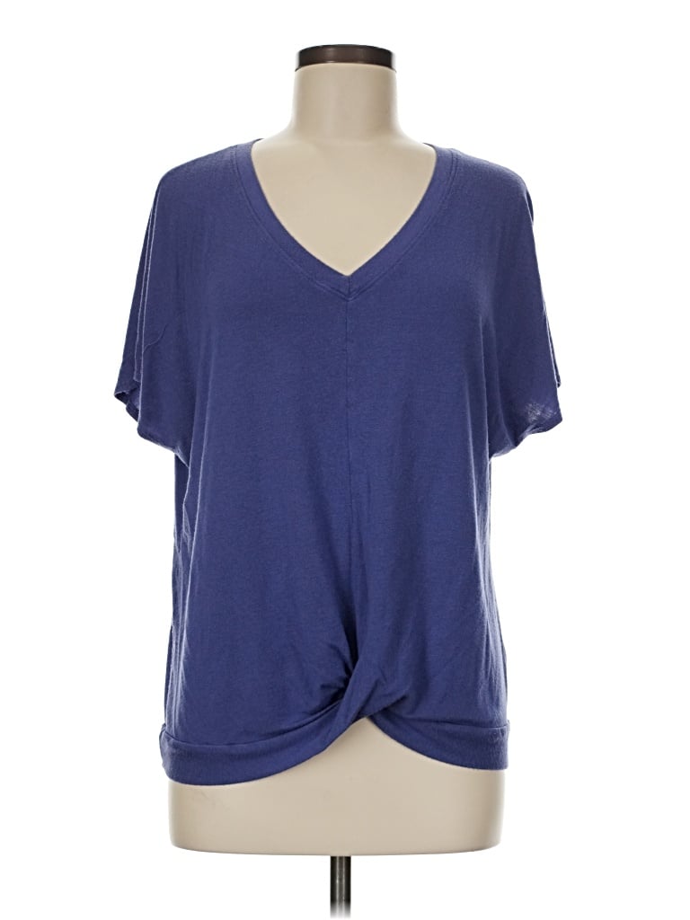 Pre-owned W. By Wantable Short Sleeve Top Blue V-neck Tops