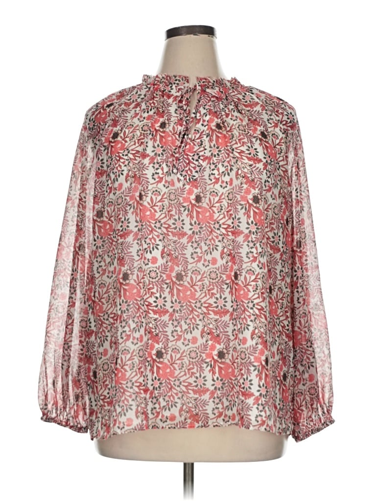 Pre-owned Talbots Long Sleeve Blouse In Red