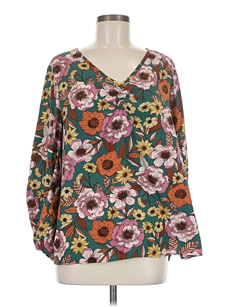 Pre-owned Hailey & Co Long Sleeve Blouse In Green