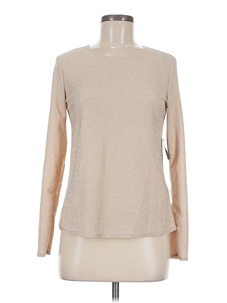 Pre-owned Express Long Sleeve Top Tan Mock Neckline Tops