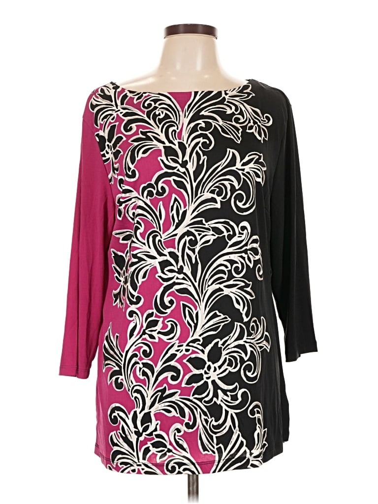 Pre-owned Jm Collection 3/4 Sleeve Blouse In Burgundy