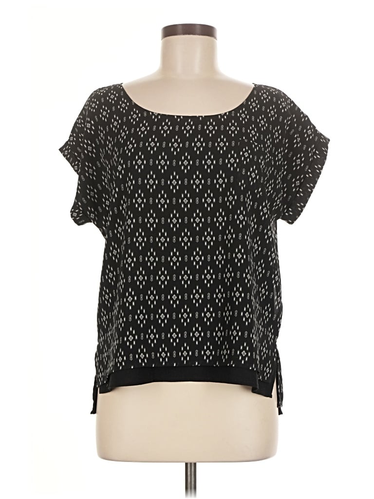 Pre-owned Olive & Oak Short Sleeve Top Black Square Neckline Tops