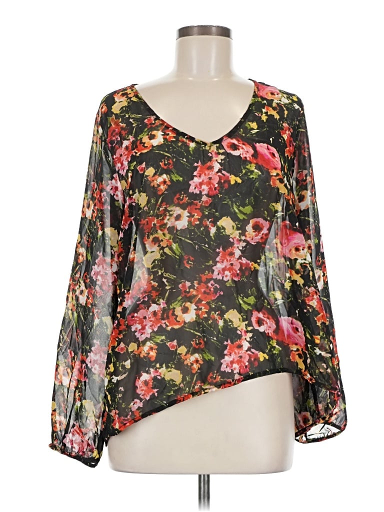 Pre-owned Lily White Long Sleeve Blouse In Black