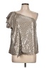 Karen Millen 100% Polyester Metallic Silver 3/4 Sleeve Top Size 12 - photo 1