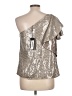 Karen Millen 100% Polyester Metallic Silver 3/4 Sleeve Top Size 12 - photo 2