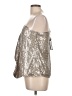 Karen Millen 100% Polyester Metallic Silver 3/4 Sleeve Top Size 12 - photo 5