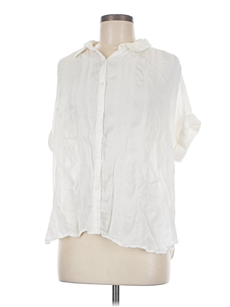 Pre-owned Lulus Short Sleeve Blouse In Ivory