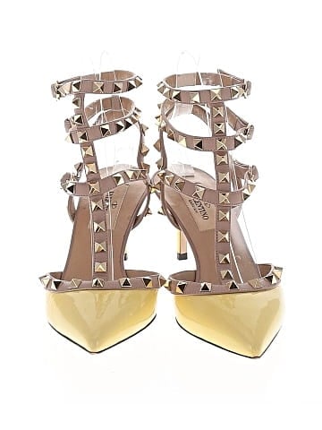 Valentino Garavani Patent Leather Rockstud T-Strap Kitten Heel Pumps (view 2)