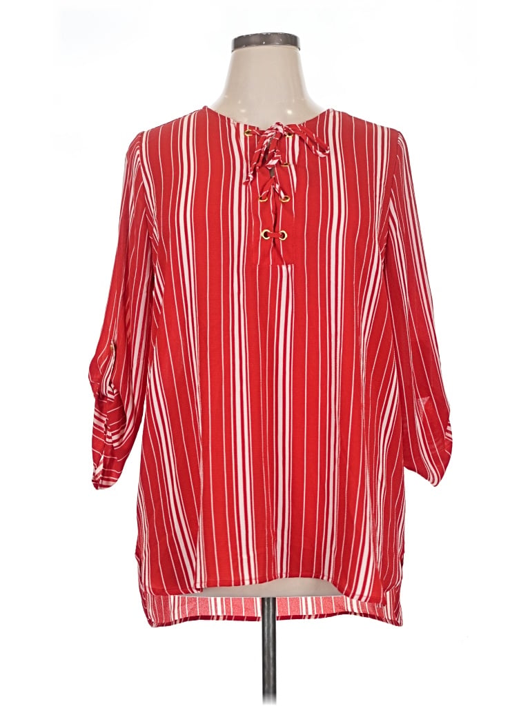 Pre-owned Absolutely Famous 3/4 Sleeve Blouse In Red