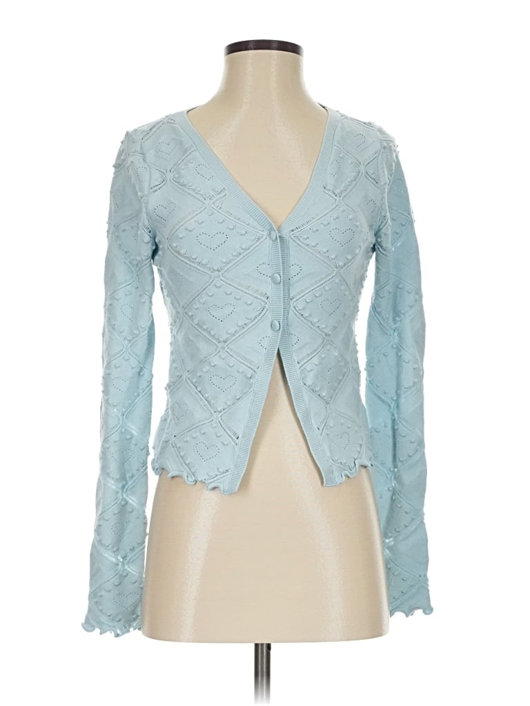 Pre-owned For Love & Lemons Cardigan Sweater In Blue