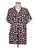 CAbi 100% Polyester Floral Black Short Sleeve Blouse Size M - photo 1