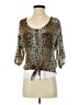 Dolled Up Animal Print Tan Brown 3/4 Sleeve Blouse Size S - photo 1