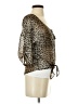Dolled Up Animal Print Tan Brown 3/4 Sleeve Blouse Size S - photo 4