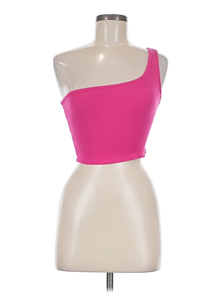 Pre-owned Lulus Sleeveless Top Pink One Shoulder Neckline Tops