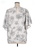 Bobeau Floral Silver Short Sleeve Blouse Size XL - photo 2
