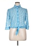 Self Esteem 100% Polyester Checkered-gingham Blue 3/4 Sleeve Blouse Size XL - photo 1