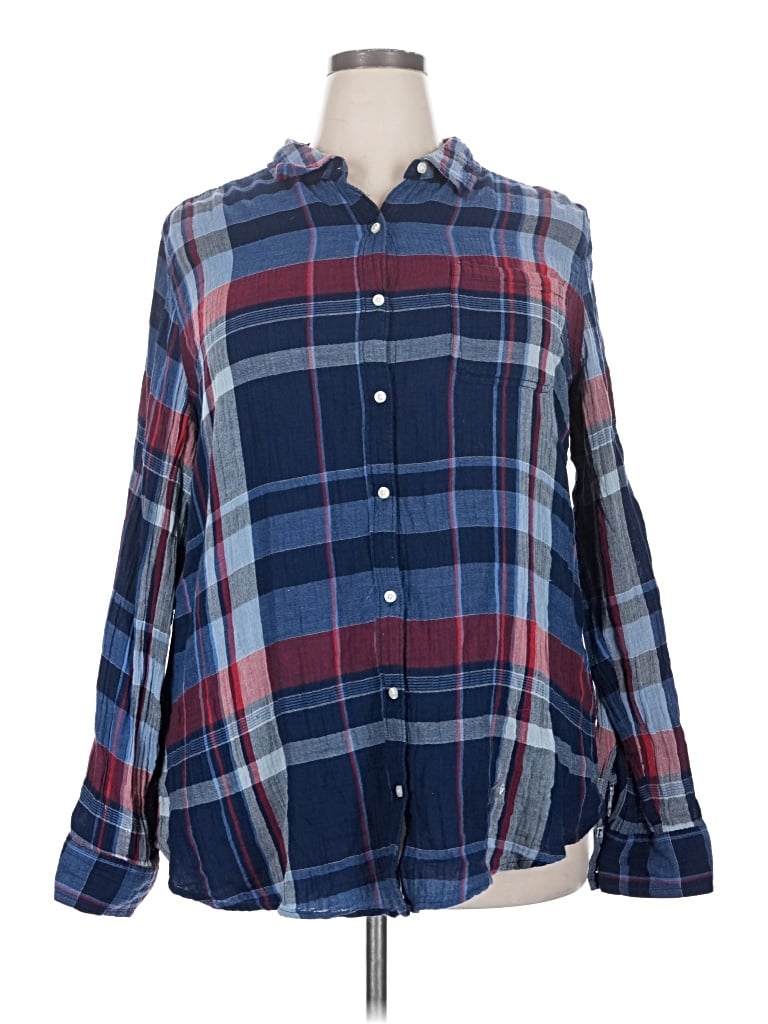 Pre-owned St. John's Bay Long Sleeve Button Down Shirt In Blue