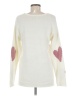 Coldwater Creek 100% Acrylic Hearts Ivory Pullover Sweater Size M - photo 2