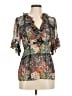 Nanette Lepore 100% Polyester Floral Black Short Sleeve Blouse Size 8 - photo 1