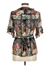 Nanette Lepore 100% Polyester Floral Black Short Sleeve Blouse Size 8 - photo 2