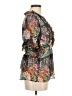 Nanette Lepore 100% Polyester Floral Black Short Sleeve Blouse Size 8 - photo 4