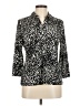 Alfani Animal Print Black 3/4 Sleeve Button-Down Shirt Size M (petite) - photo 1