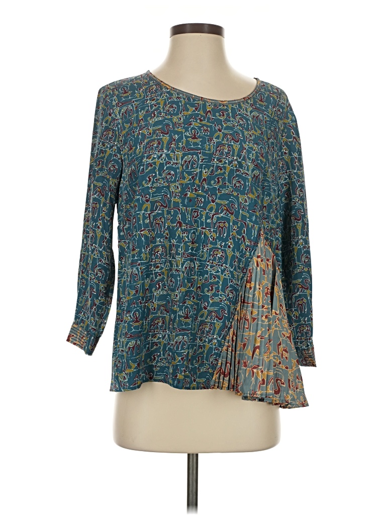 Pre-owned Tolani 3/4 Sleeve Top Teal Square Neckline Tops