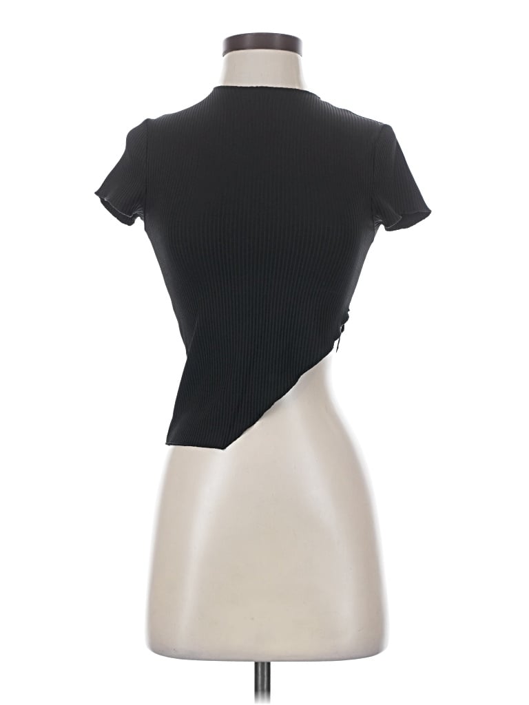 Pre-owned Forever 21 Short Sleeve Top Black Mock Neckline Tops