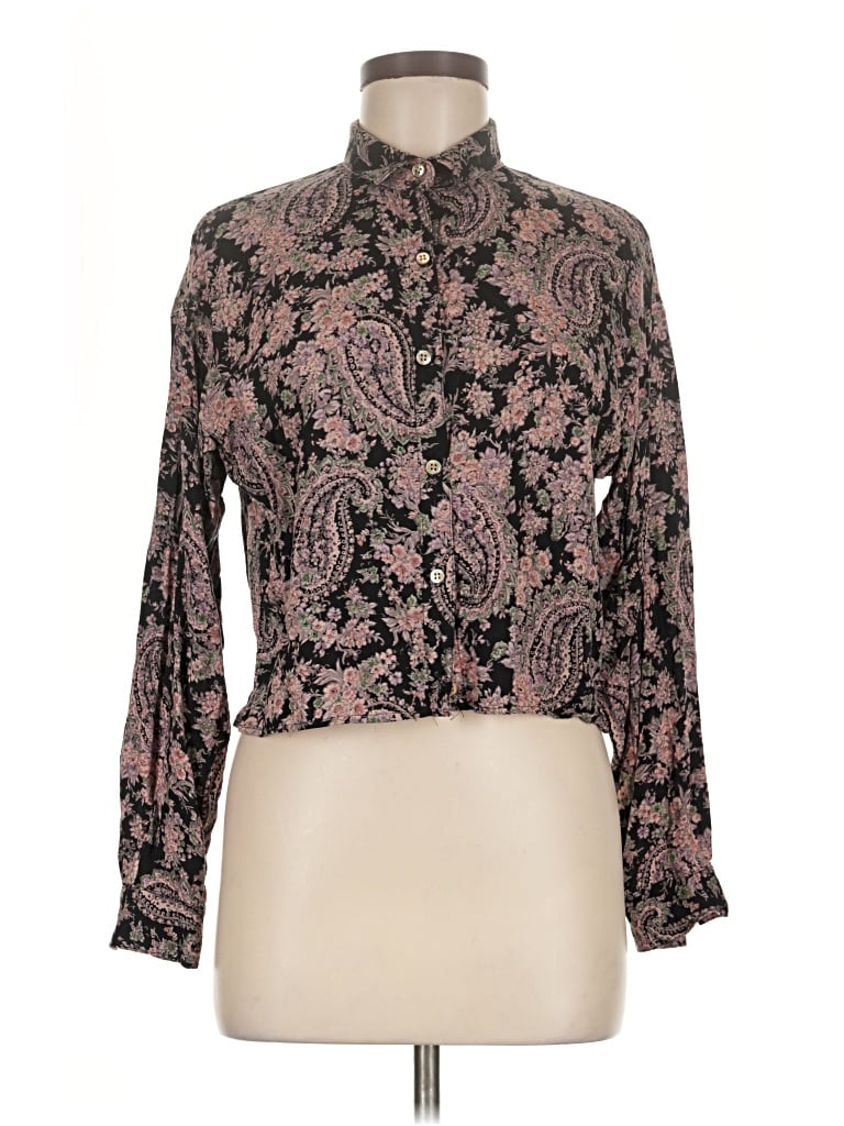 Pre-owned Carole Little Long Sleeve Blouse In Black