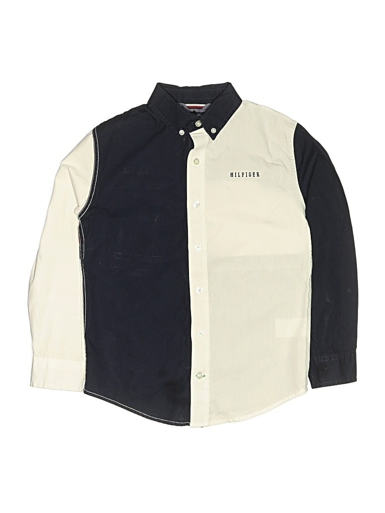 Pre-owned Tommy Hilfiger Kids' Long Sleeve Button Down Shirt In Ivory
