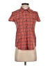 Bonpoint 100% Cotton Plaid Orange Short Sleeve Button-Down Shirt Size S - photo 1