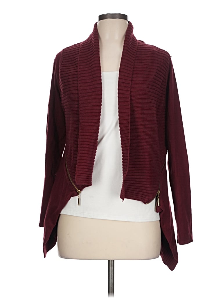 Pre-owned Joan Vass Cardigan Sweater In Burgundy