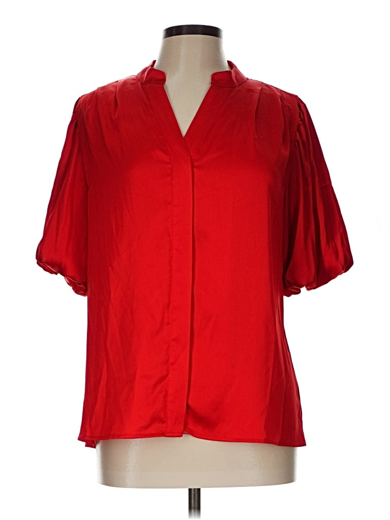 Pre-owned Worthington Short Sleeve Blouse In Red
