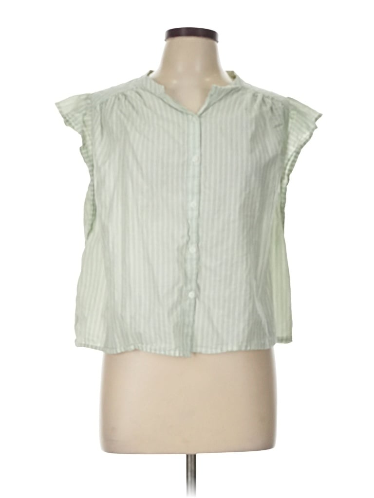 Pre-owned Old Navy Sleeveless Button Down Shirt In Green