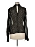 Aqua 100% Polyester Polka Dots Black Long Sleeve Blouse Size M - photo 2