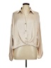 AaKaa 100% Polyester Metallic Tan Long Sleeve Blouse Size L - photo 1