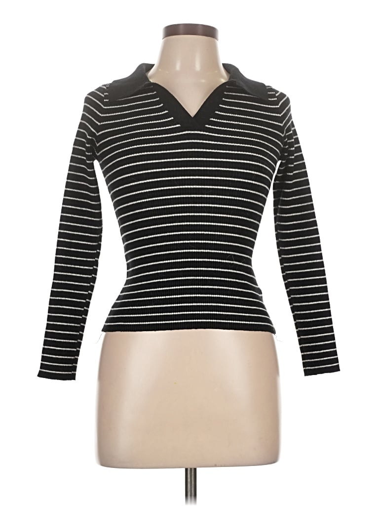 Pre-owned Dazy Long Sleeve Top Black V-neck Tops