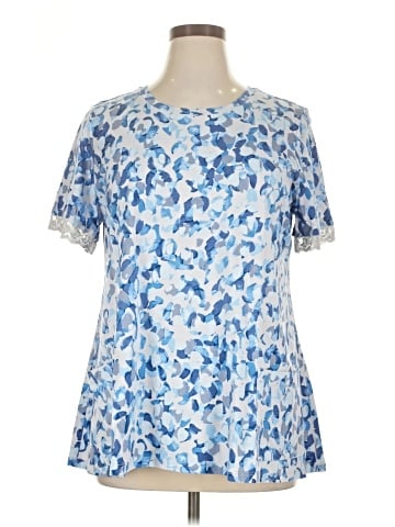 LOGO by Lori Goldstein Short Sleeve Blouse (view 1)