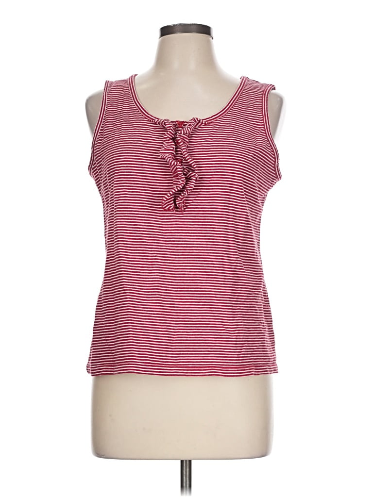 Pre-owned Karen Scott Sleeveless Top Red Scoop Neck Tops