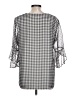 Calvin Klein 100% Polyester Checkered-gingham Gray 3/4 Sleeve Blouse Size L - photo 2
