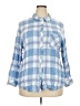 Well Worn Checkered-gingham Blue 3/4 Sleeve Button-Down Shirt Size XXL - photo 1