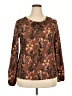 Unbranded 100% Polyester Brown Long Sleeve Blouse Size XXL - photo 1