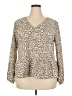 Nine West Animal Print Tan Long Sleeve Blouse Size XXL - photo 1