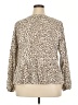 Nine West Animal Print Tan Long Sleeve Blouse Size XXL - photo 2