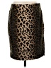 INC International Concepts 100% Polyester Animal Print Brown Gold Formal Skirt Size 4 Petite - photo 1