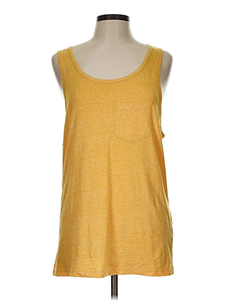 Pre-owned Zara Tank Top Yellow Scoop Neck Tops