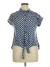 French Laundry 100% Polyester Checkered-gingham Blue Short Sleeve Blouse Size XL - photo 1