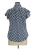 French Laundry 100% Polyester Checkered-gingham Blue Short Sleeve Blouse Size XL - photo 2