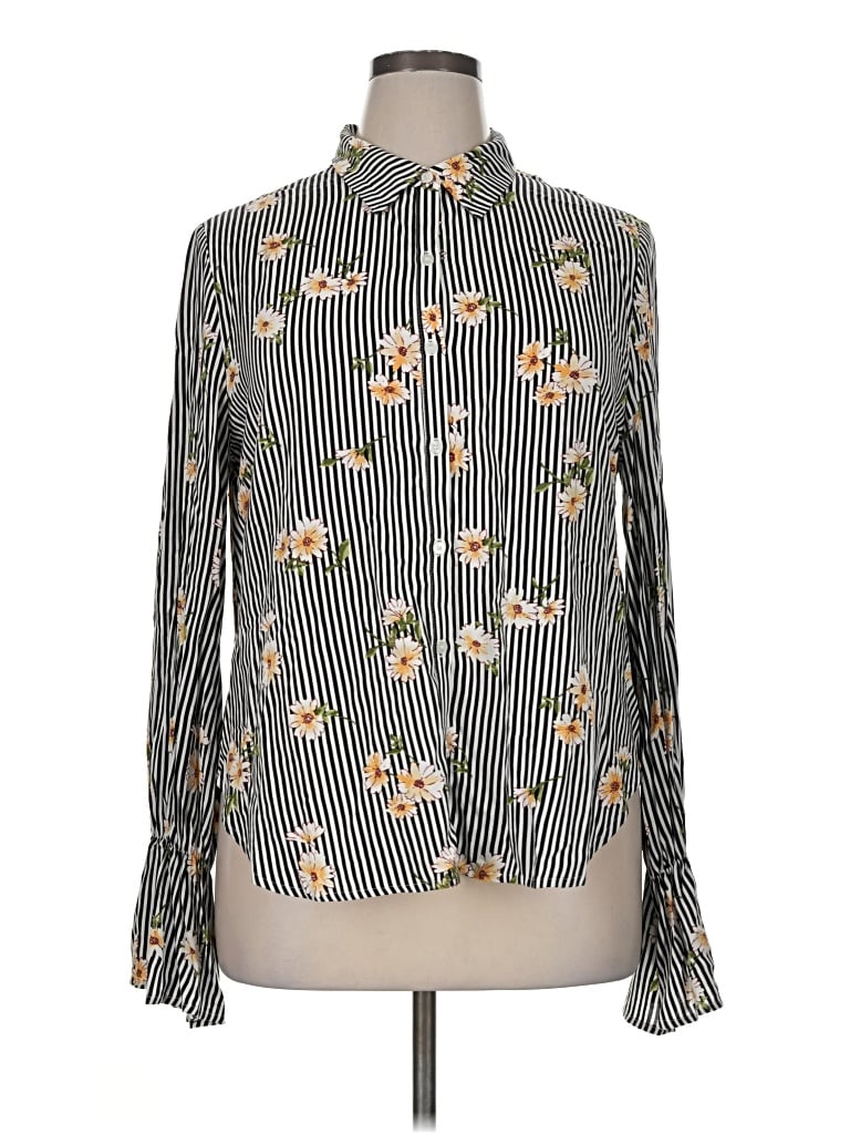 Pre-owned Forever 21 Contemporary Long Sleeve Blouse In Gray