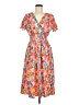 Unbranded 100% Polyester Print Orange Casual Dress Size 6 - photo 1